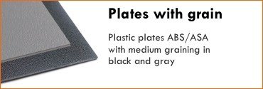 Plastic plates ABS/ASA with medium graining in black and gray